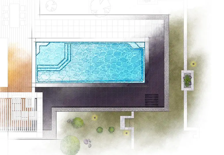 Vogue-IntroDrawing.-Aerial-779×538-1 Aviva Pools The VOGUE fiberglass pool aerial view